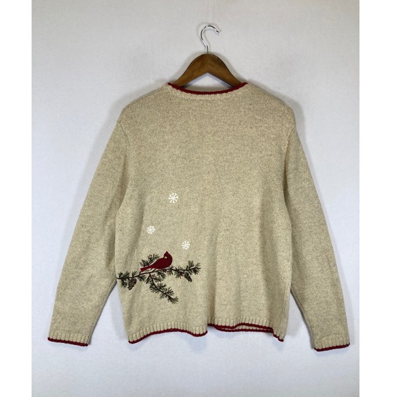 croft & barrow Sweaters - Cabincore Croft & Barrow Women XL Silk Blend Bird Embroidered Zip Front Cardigan